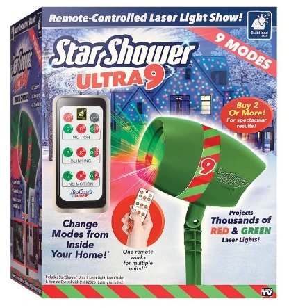 Star Shower Bulbhead Laser Lights with Remote Control 1 pk