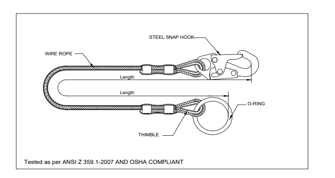 PALMER SAFETY ANCHOR CABLE WITH RING & HOOK 6ft CROSS ARM