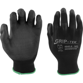 IRONWEAR GRIP-TEK BLACK NYLON PALM DIPPED GLOVE - 1 DZ MD
