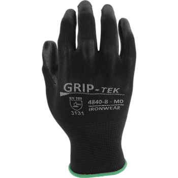 IRONWEAR GRIP-TEK BLACK NYLON PALM DIPPED GLOVE - 1 DZ MD
