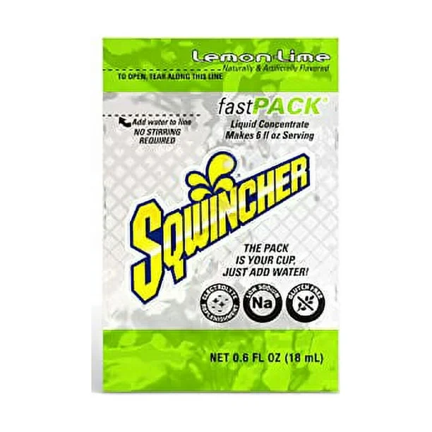 SQWINCHER FAST PACKS LIQUID CONCENTRATE-  LEMON-LIME 1 CASE