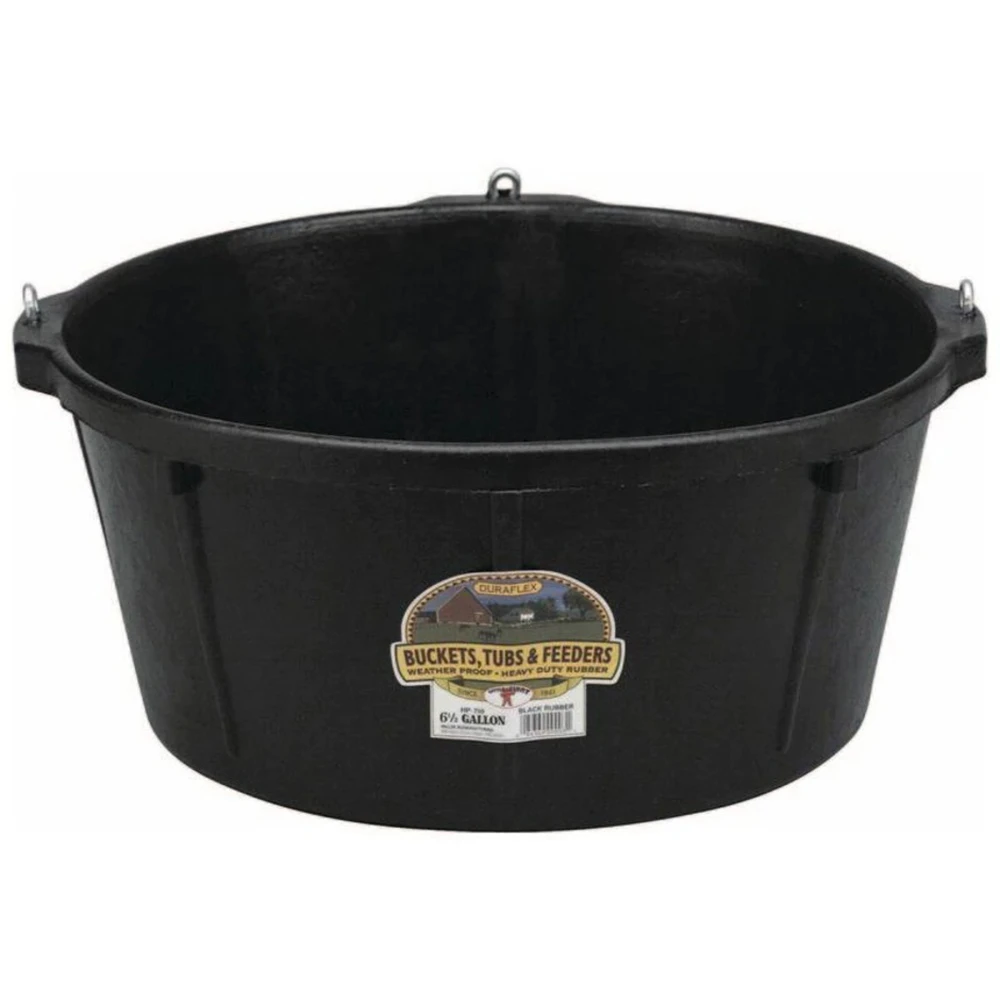 Rubber Feeder Tub With Hooks, 7.5 Gallon Capacity, Black - Model Hp750