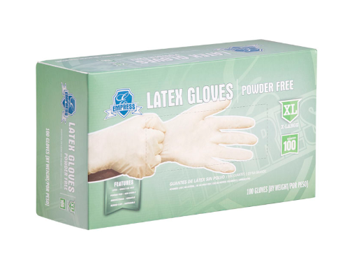Empress Latex Gloves Powder Free, Extra Large 10 / 100 cs