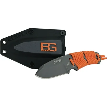 Bear Grylls Paracord Fixed Blade Knife 3-1/4 In Stainless Steel Orange Handle