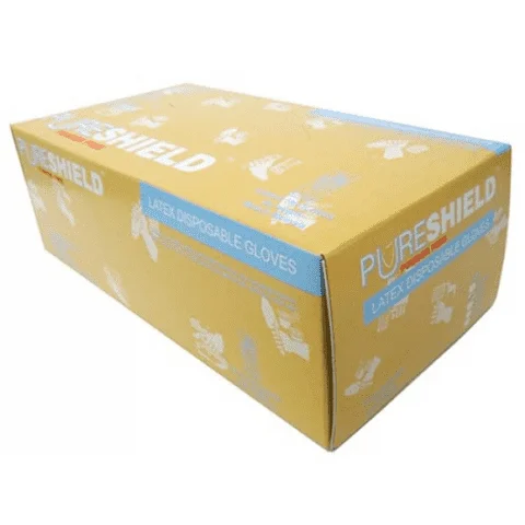 PURESHIELD POWDER FREE LATEX DISPOSABLE GLOVES - MEDIUM 1 BX