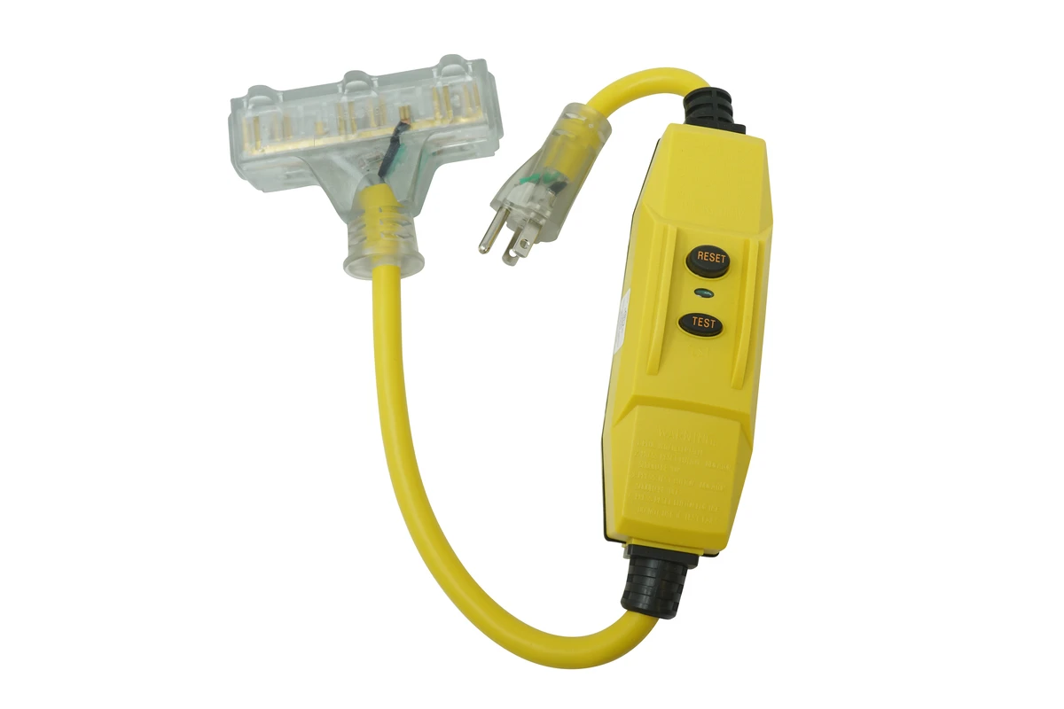 SHOCK SHIELD 15A INLINE GFCI WITH 12/3  2' CORD WITH LIT TRI-SOURCE END