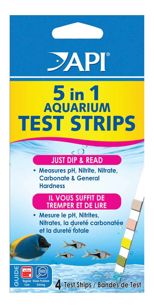 Aquarium 5 In 1 Test Strip - 4 Count For Freshwater And Saltwater Aquariums