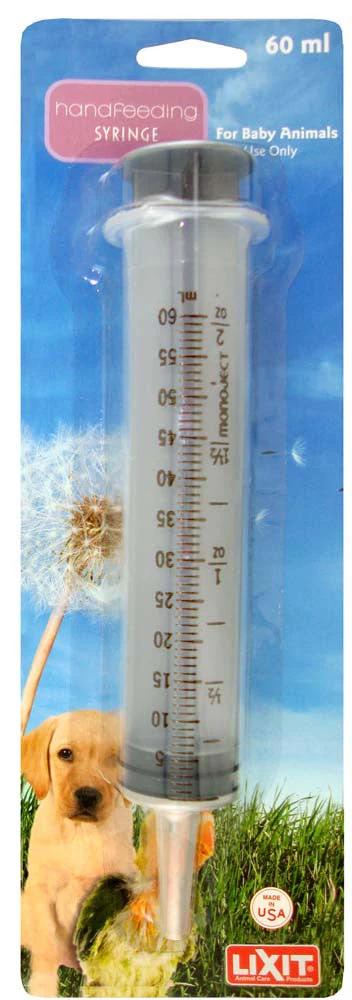 Hand Feeding Syringe, 60 Milliliters, Ideal For Pets And Livestock