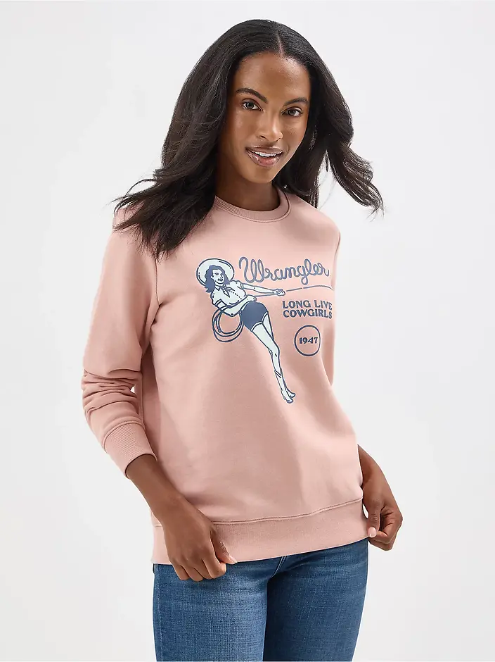 Wrangler Women's Crew Pullover, Misty Rose Color, Medium