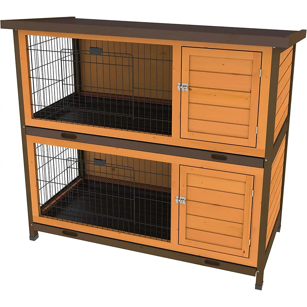 Premium Plus Double Decker Rabbit Hutch, 46 Inch, Brown, Model W-01518
