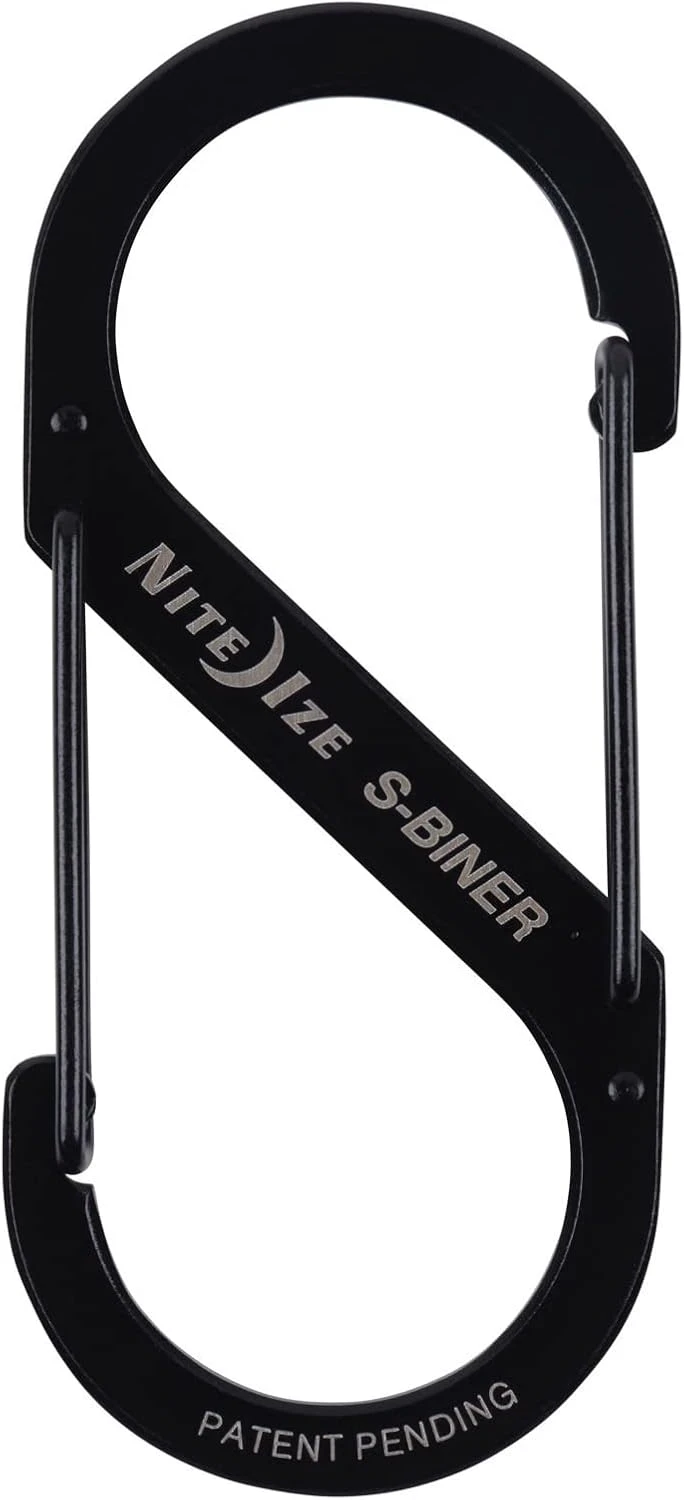 Black S-Biner Size 4 Durable Double-Gated Carabiner Clip