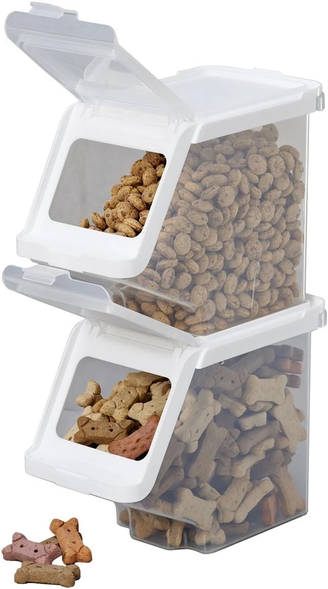 Buddeez Stackable Treat Bin - 12-cup Capacity, Clear/white, 7.25"x9"x4.5"