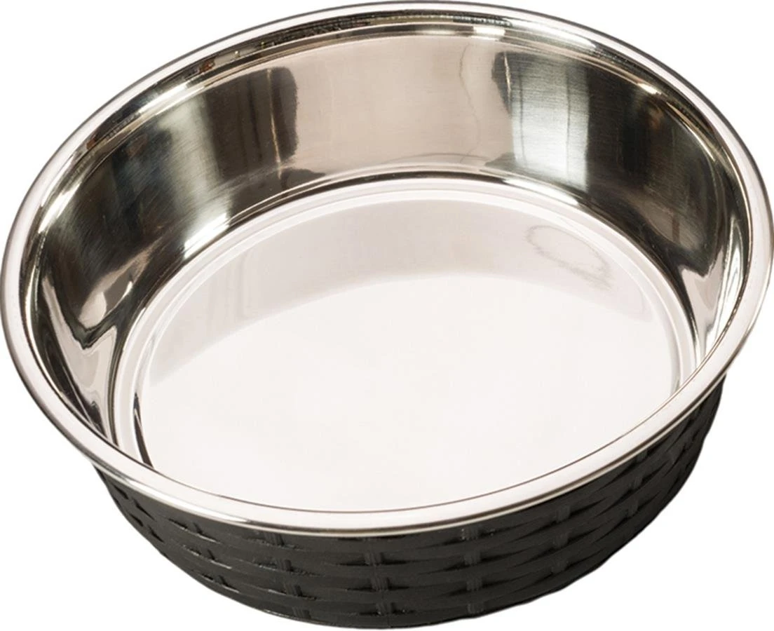 Spot 30 oz Soho Basket Weave Dog Dish Black