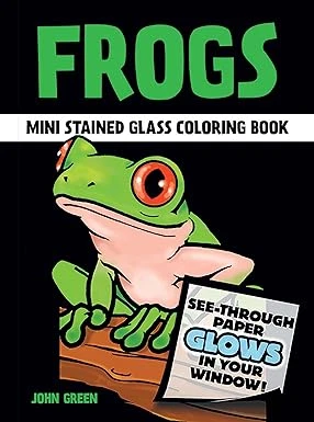 FROGS STAINED GLASS COLORING BK