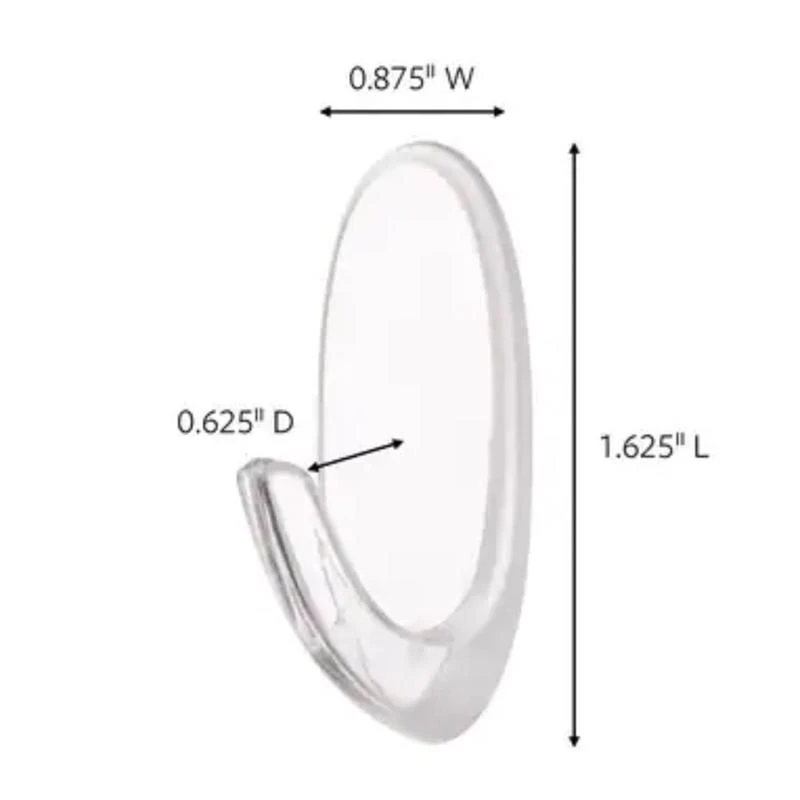 Command Medium Clear Plastic Hook 1.625 in. L 2 pk