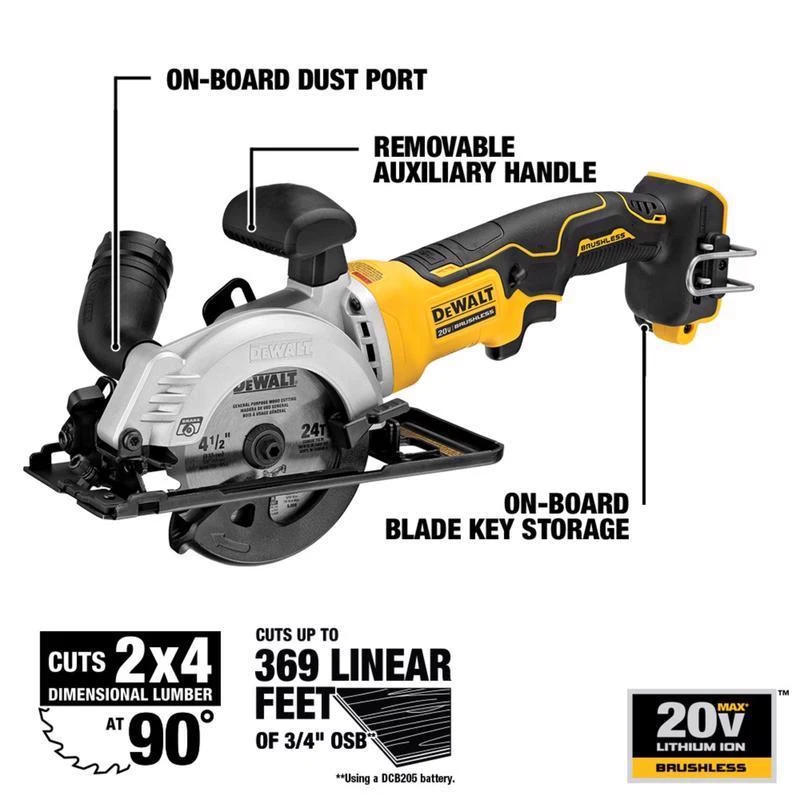 Cordless 20-Volt Brushless Motor Circular Saw 4.5-Inch Blade, Tool Only