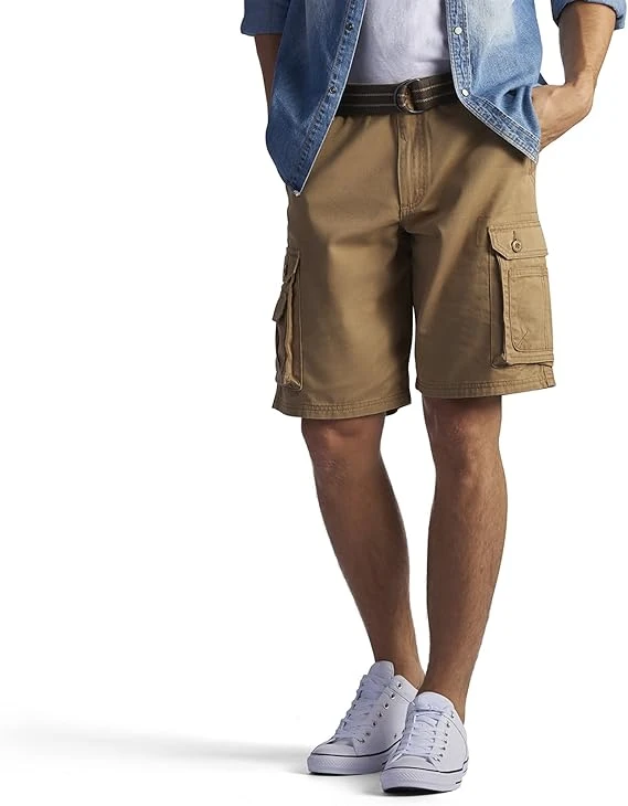 Men's Lee Wyoming Belted Cargo Shorts, Size 30, Medium Brown, Tan