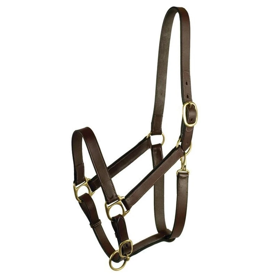 GATSBY LEATHER ADJUSTABLE TURNOUT HALTER W/SNAP, Large