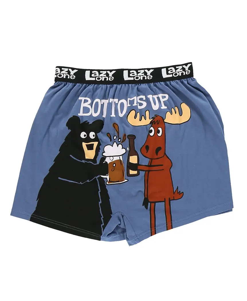 Lazyone Funny Animal Boxers For Men - Humorous Gag Gifts, Bottoms Up Design