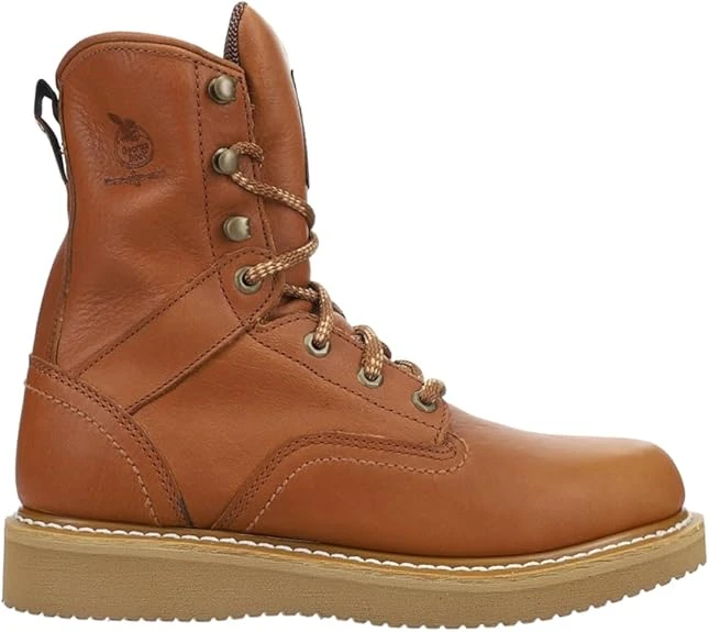 Men's 8-inch Wedge Work Boots, Barracuda Gold, Size 12 Wide