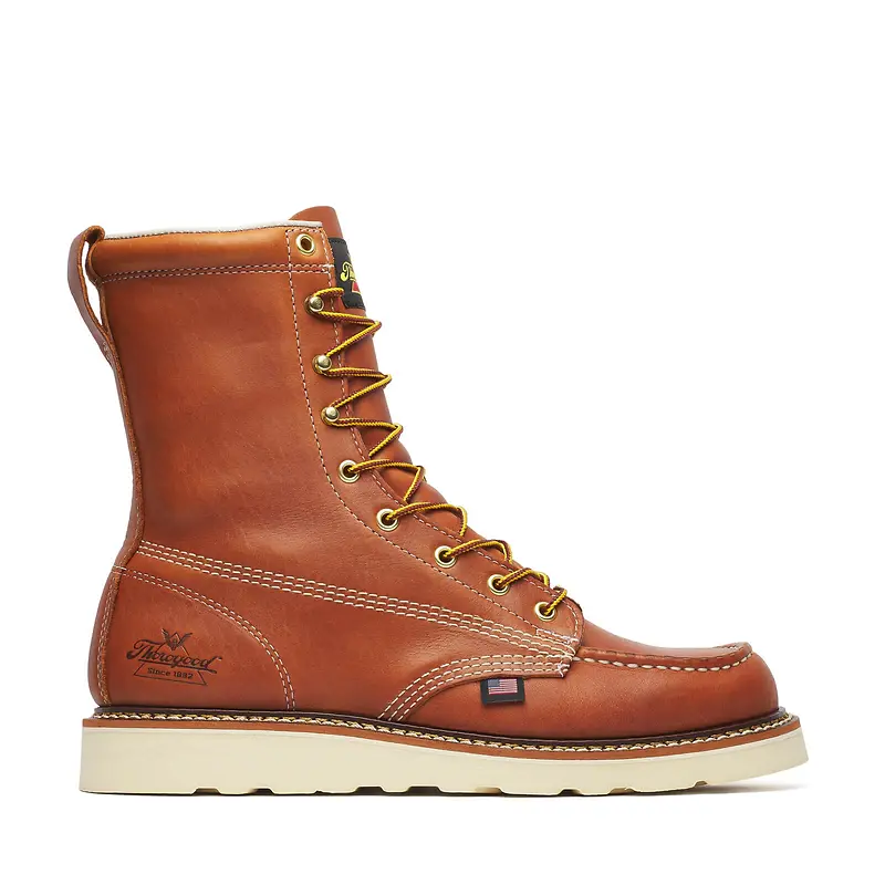 American Heritage Men's 8" Moc Toe Work Boots, Size 10 Medium D, Brown