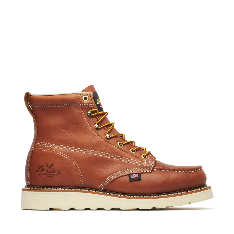 Thorogood American Heritage Men's 6" Moc Toe Work Boots, Size 10.5 D, Tobacco Brown