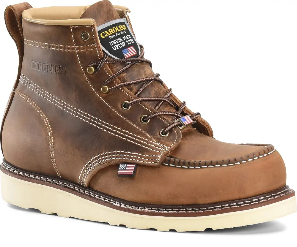 Men's Carolina Ca7011 6" Amp Usa Moc Tie Wedge Work Boot