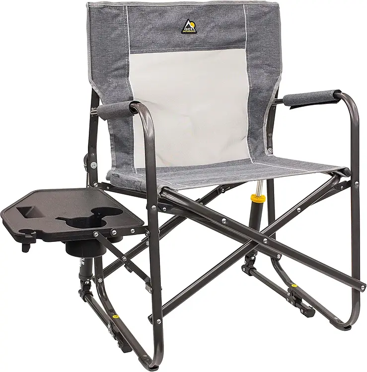 Freestyle Rocker With Side Table In Heathered Pewter - Comfortable Folding Chair