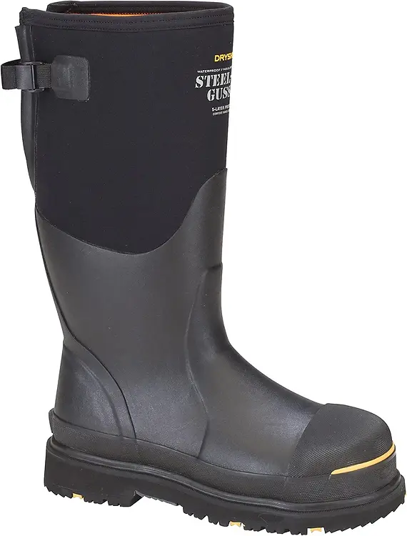 Steel-toe Adjustable Gusset Work Boot, Black/yellow, Size 11