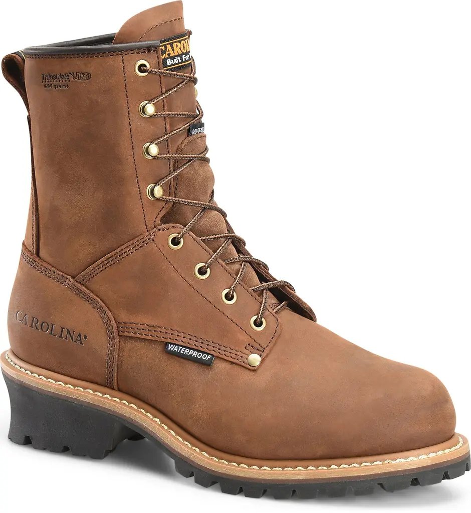 Men's Carolina 8" Steel Toe Logger Boots With 600 Grams Thinsulate Insulation