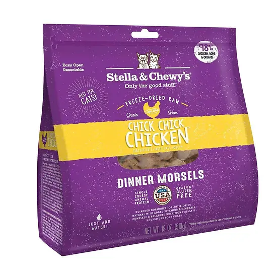 Freeze-Dried RAW Chick Chick Chicken DINNER Morsels CAT FOOD 18 oz
