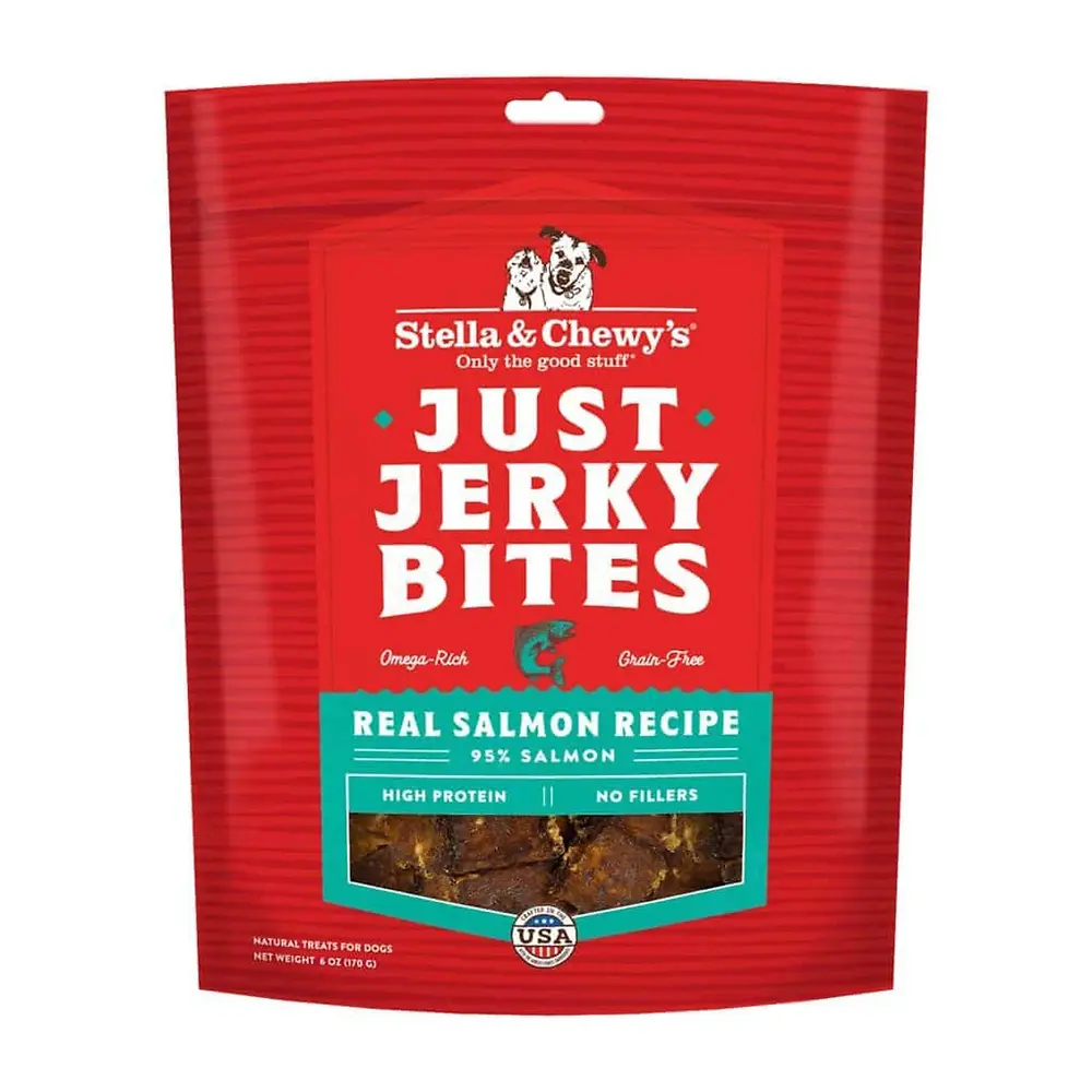 STELLA AND CHEWYS Just Jerky Bites Real Salmon RECIPE Dog Treats 6 Ounces