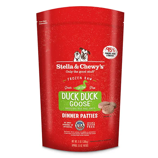 Frozen Raw DUCK DUCK GOOSE Dinner Patties Dog Food 6lb