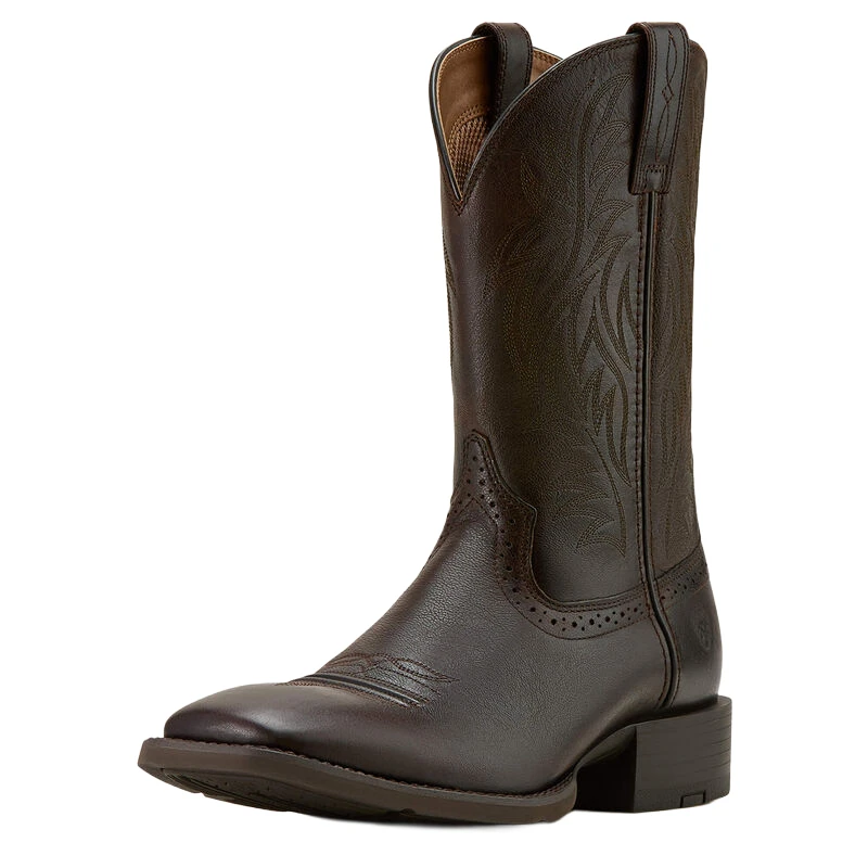 Ariat Men's Sport Wide Square Toe Cowboy Boot Chocolate - Size 9