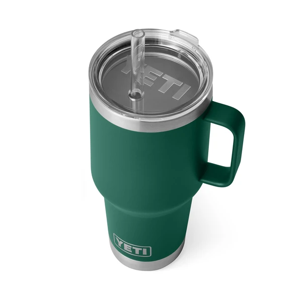 Rambler 35oz Straw Mug Black Forest Green