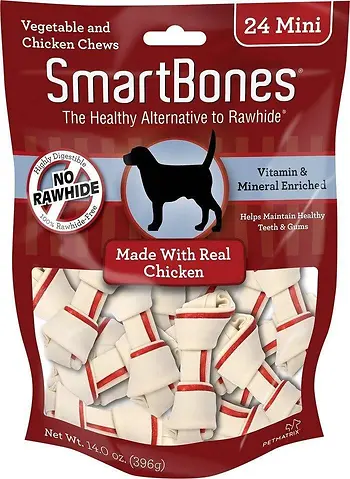 SmartBones Mini Chicken Bone Dog Treats, 13.7 oz., Pack of 24