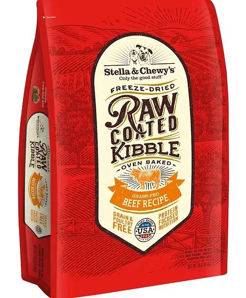 Raw Coated Kibble Grain-free Grass-fed Beef Recipe Dog Food 10lb