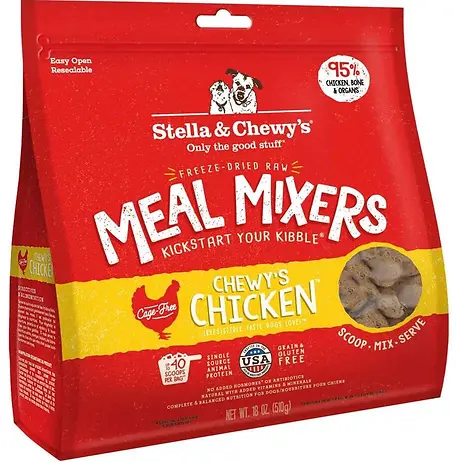 Freeze-Dried RAW Meal Mixers Chewy's Chicken DOG FOOD 18 OZ