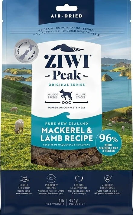 Ziwi Air-dried Peak Original Series Mackerel & Lamb Recipe Dog Food 16Oz