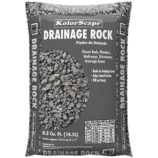 KOLORSCAPE GRAY DRAINAGE ROCK 3/4" 1/2CF 63/PALLET