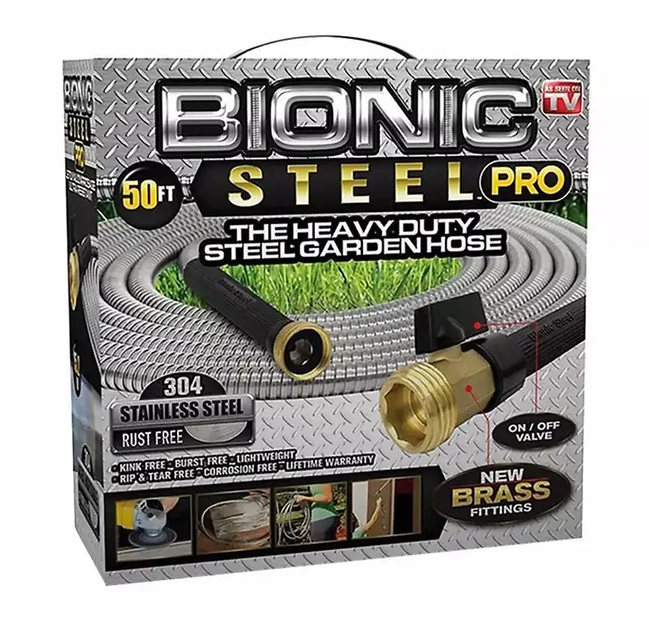 Garden Hose, Lightweight, Heavy-Duty Stainless Steel, 50-Ft.