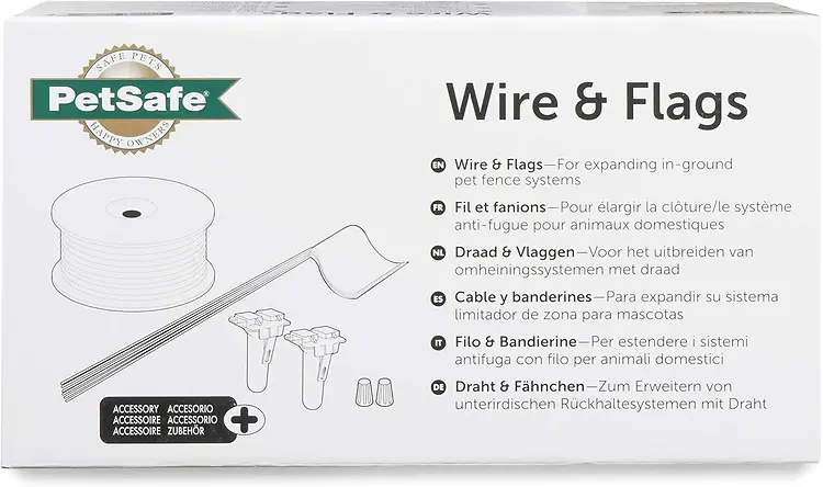 Fence Kit with 500 Foot Boundary Wire and 50 Warning Flags for Perimeter Marking