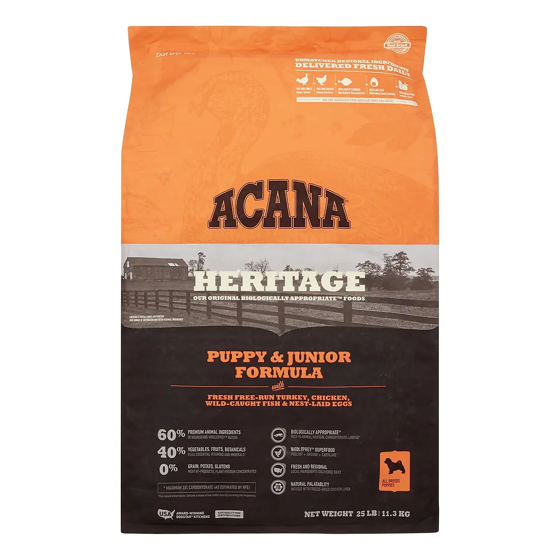 Acana Puppy & Junior Grain-free Dry Dog Food, 25 Lb - High-quality Nutrition For Growing Puppies