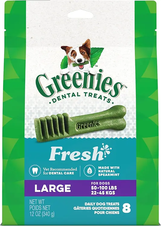 Greenies Fresh Large Dental Dog Treats, 12 oz., Count of 8