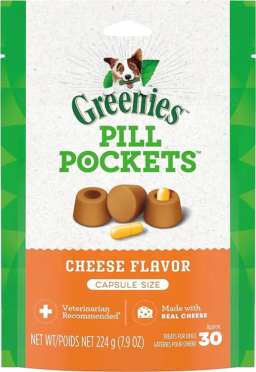 Greenies Pill Pockets Capsule Size Cheese Flavor Dog Treats, 7.9 oz., Count of 30, 30 CT