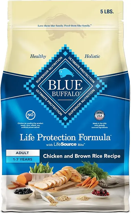 Dry Dog Food with Chicken and Rice Flavor, 5 Pounds Bag