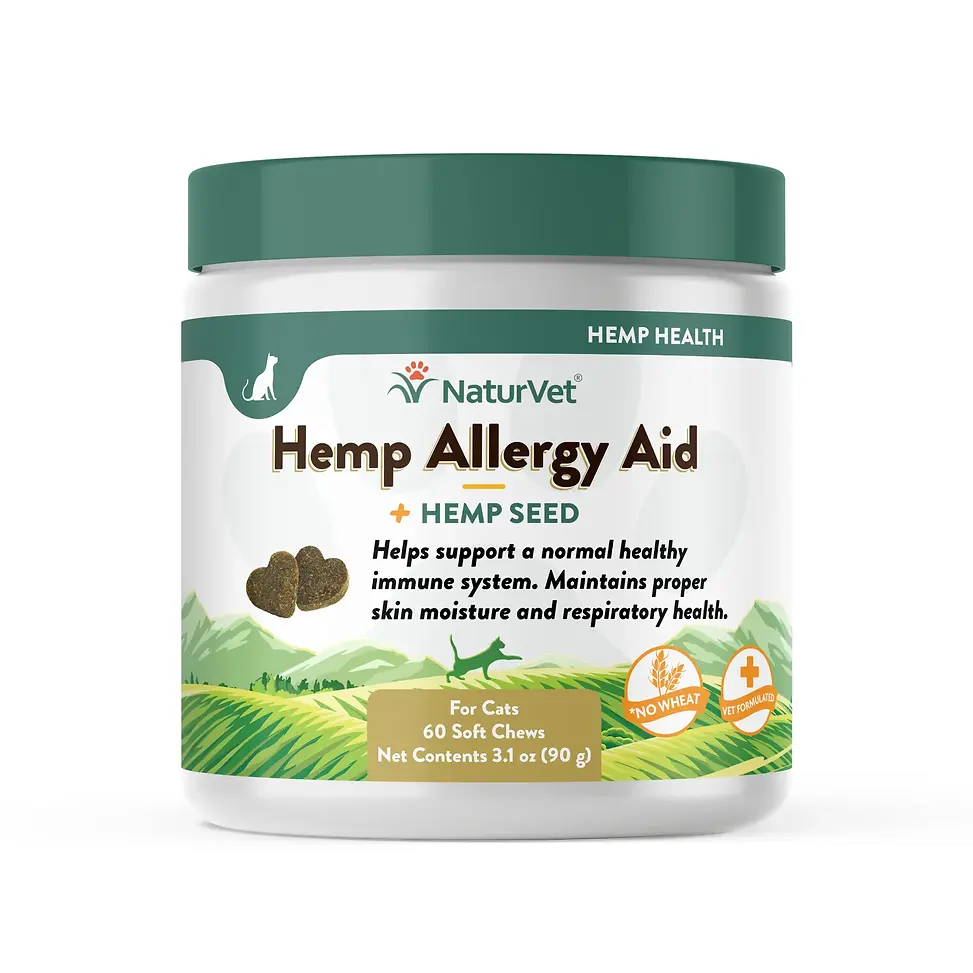 NaturVet Hemp Allergy Aid Plus Hemp Seed Soft Chew for Cats, 60ct .5LB