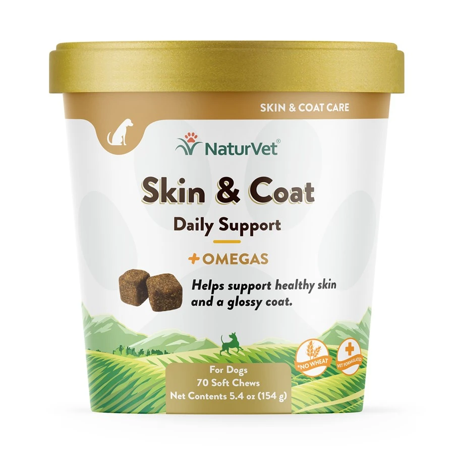 NaturVet Skin & Coat Plus Breath Aid Dog Soft Chews, 70 chews
