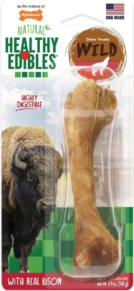 Nylabone Healthy Edibles Bison Flavored Large Dog Bone Chews, 4.9oz