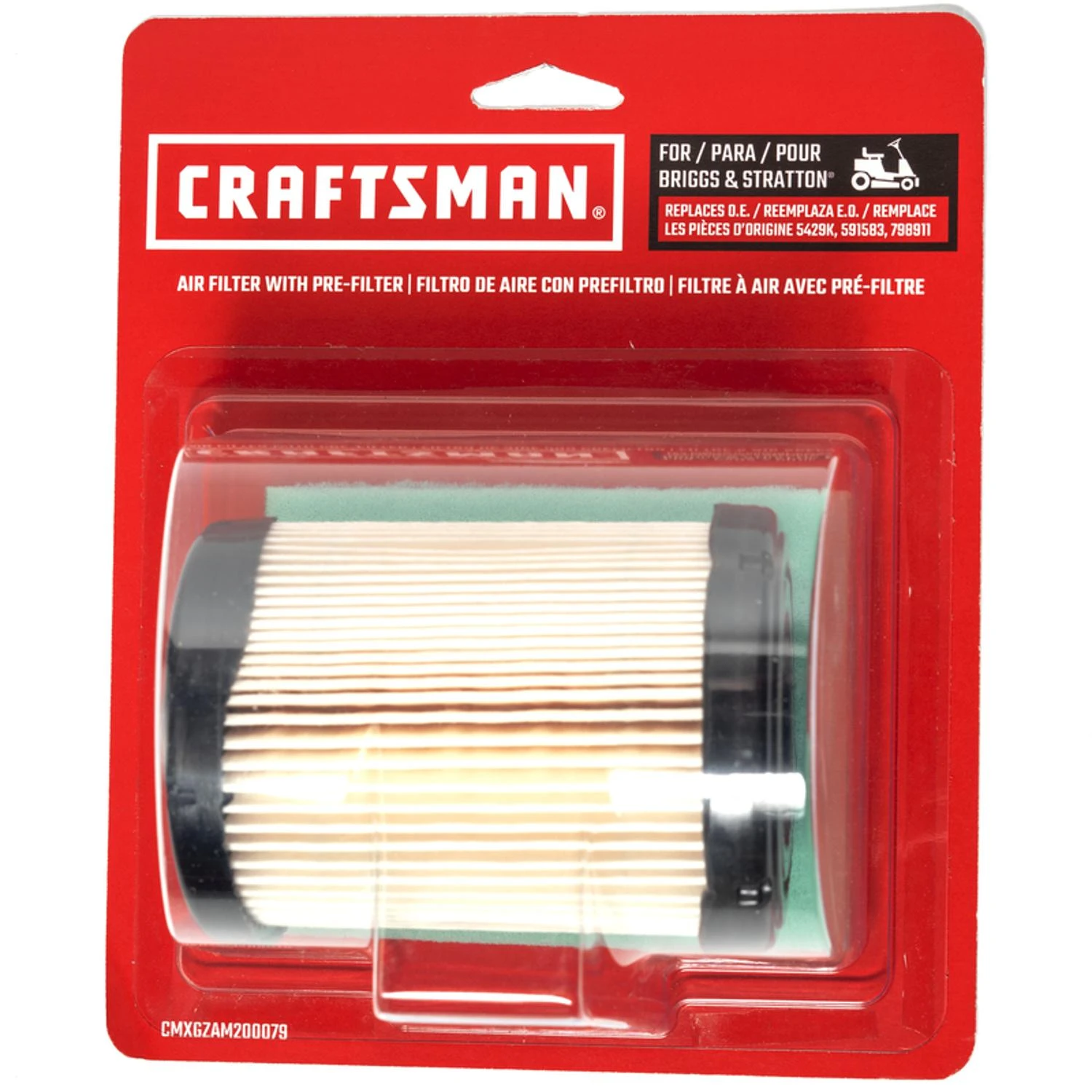 Craftsman Small Engine Air Filter For Models 5429k, 591583, 796032, 798911